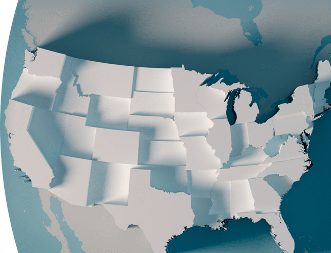 3-D illustration of a map of United States.